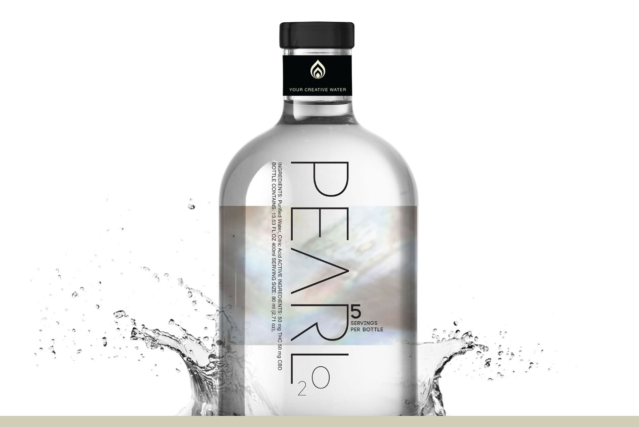 Pearl 2 0 - Modern and elegant Pearl2O water bottle design with minimalist typography and a splash effect, emphasizing purity and creativity