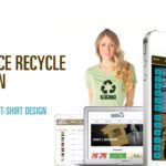 Rackspace Recycle Campaign Case Study showcasing an app interface on smartphones, a website on a laptop, and a T-shirt design featuring a recycling theme