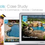 A case study presentation for Keith Zars Pools showcasing a custom Drupal website with E-Commerce, Mobile, and Database integration. Includes visuals of kids in swim gear and devices displaying pool designs and services