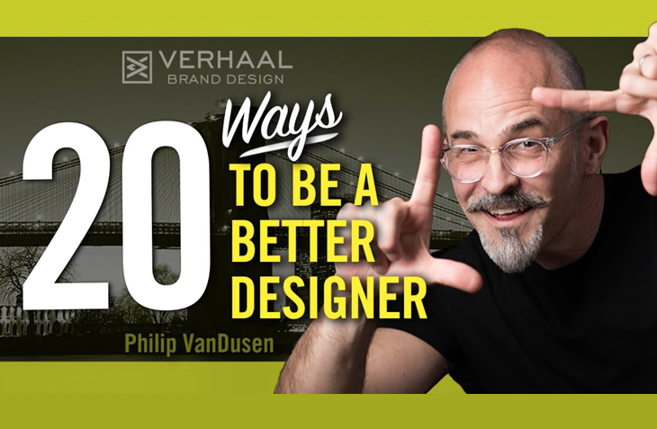 Philip VanDusen presenting '20 Ways to Be a Better Designer' for Verhaal Brand Design