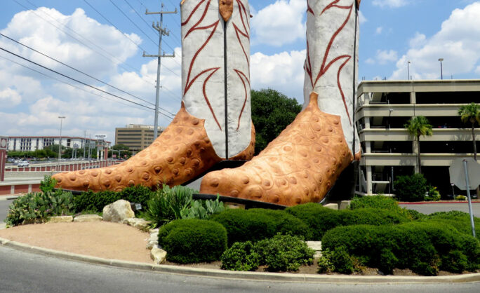 a large cowboy boots outside North Star mall