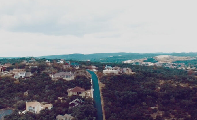 a road leading to a village